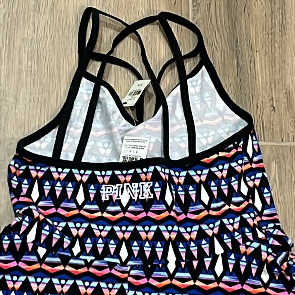 Vintage Y2K Pink Dress Victoria Secret Skater Aztec Print Flowy Mini Midi 90’s